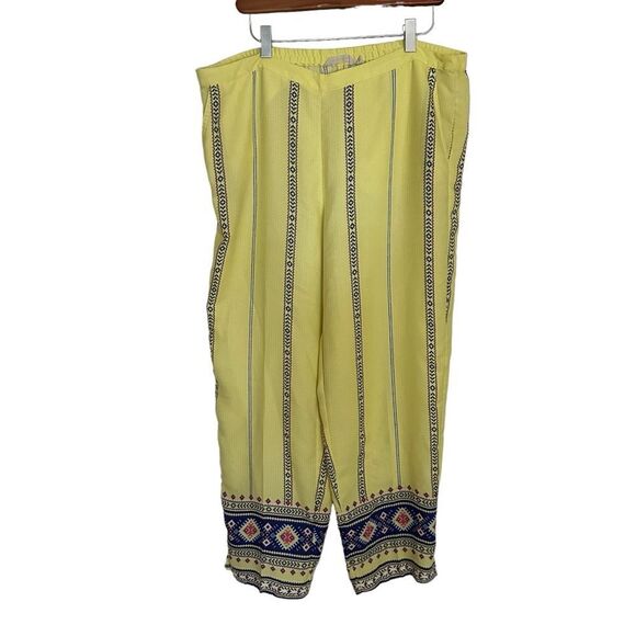 Soft Surroundings Laguna Boho Bohemian Crop Pants Yellow Women’s‎ Size Large - Picture 7 of 11
